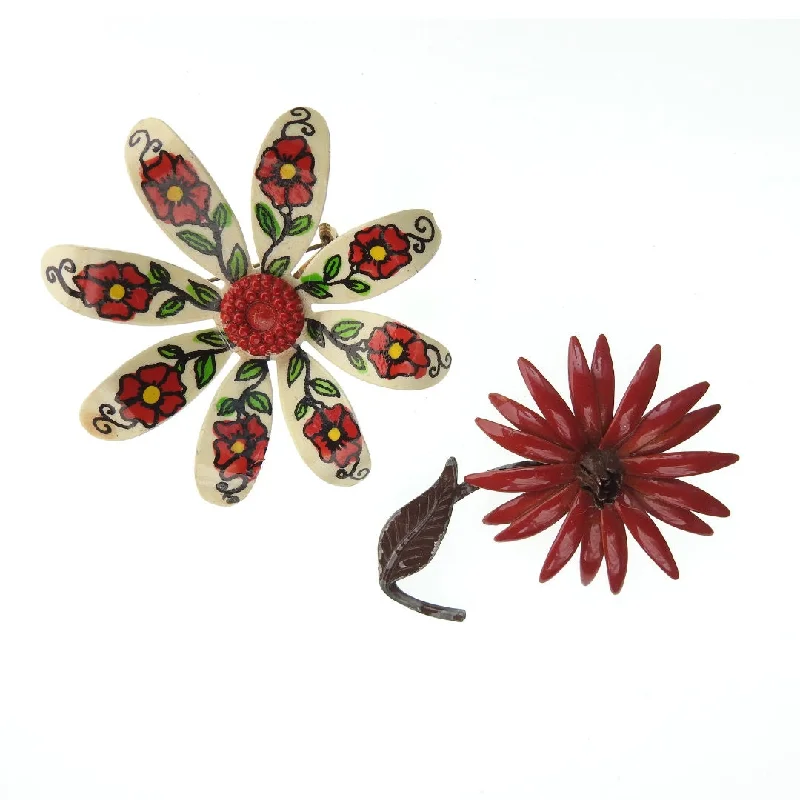 Unique vintage enamel flower brooches