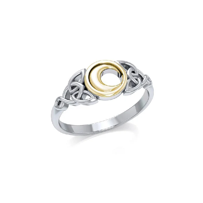 Celtic Moon Silver and 14K Gold Accent Ring TRV1746