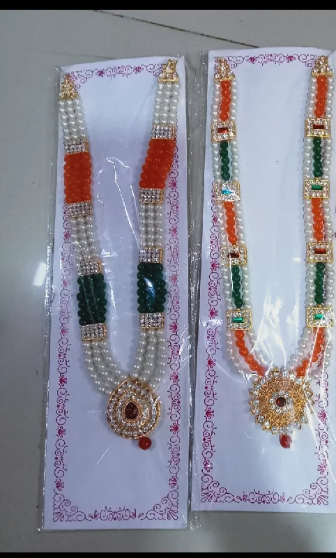 Palak Art Gold Plated Pota Stone And Pearl Necklace Set (Assorted Design)