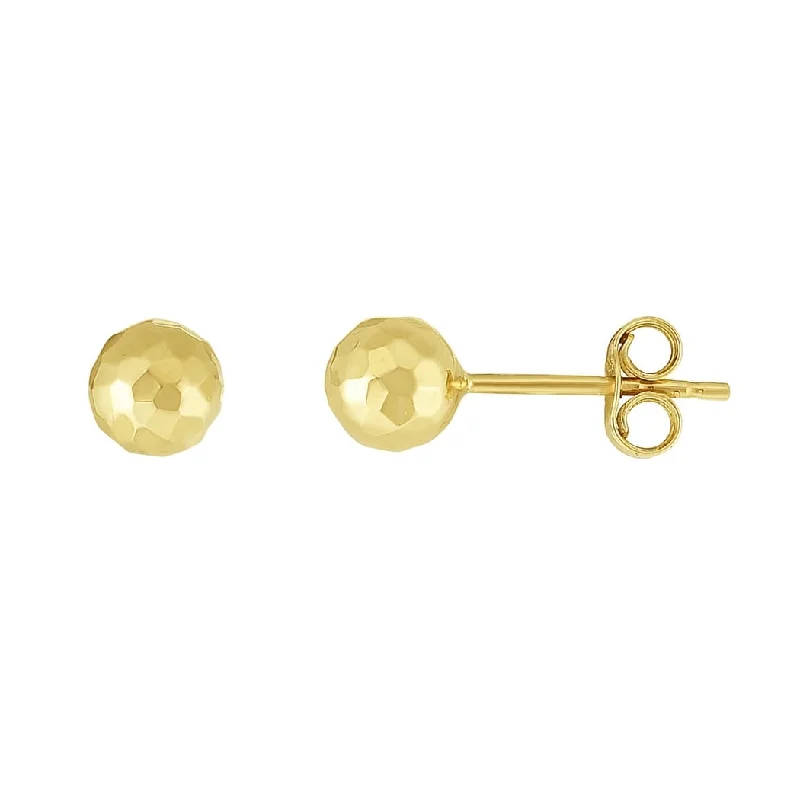 Curata 14k Yellow Gold 5mm Sparkle Cut Ball Post Earrings