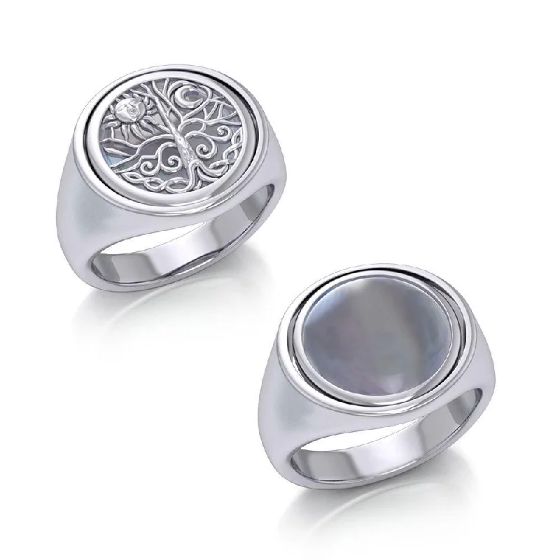 Tree of life Silver Flip Ring TRI153