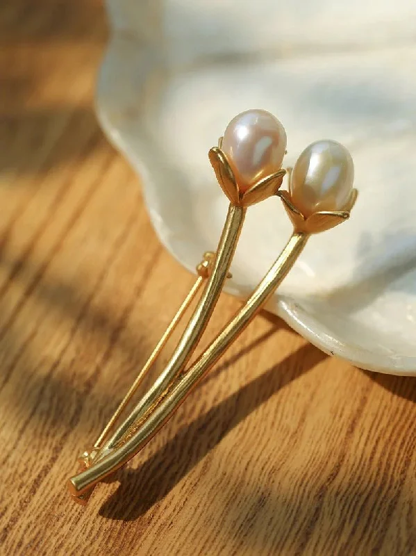 Tulip Freshwater Pearl Brooch Pins