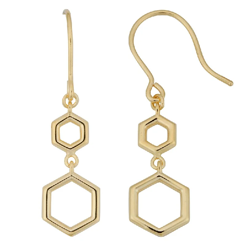 Fremada Italian 14k Yellow Gold High Polish Geometric Drop Earrings