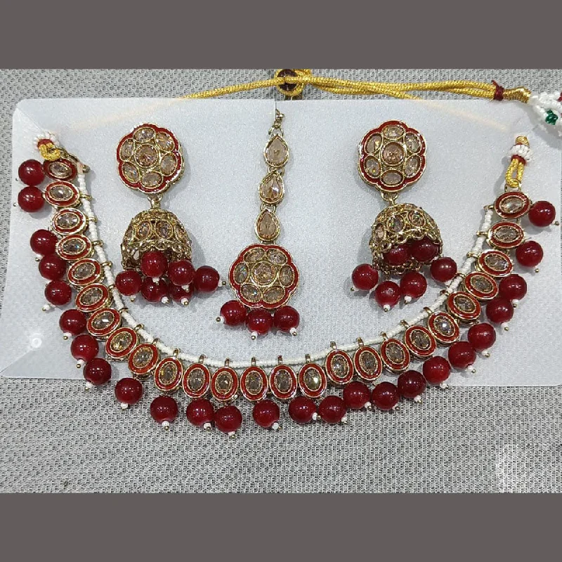 Rani Sati Jewels Gold Plated Austrian Stone And Meenakari Necklace Set