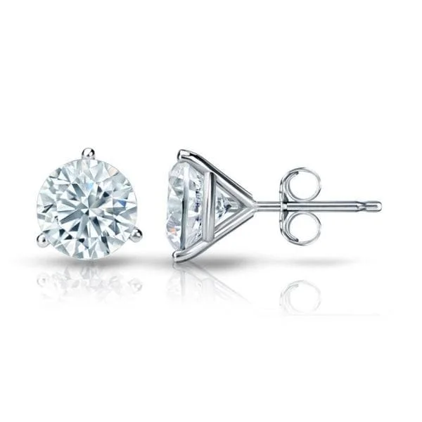 Auriya 14k Gold GIA Certified 5.00 carat TDW 3-Prong Martini Round Diamond Stud Earrings