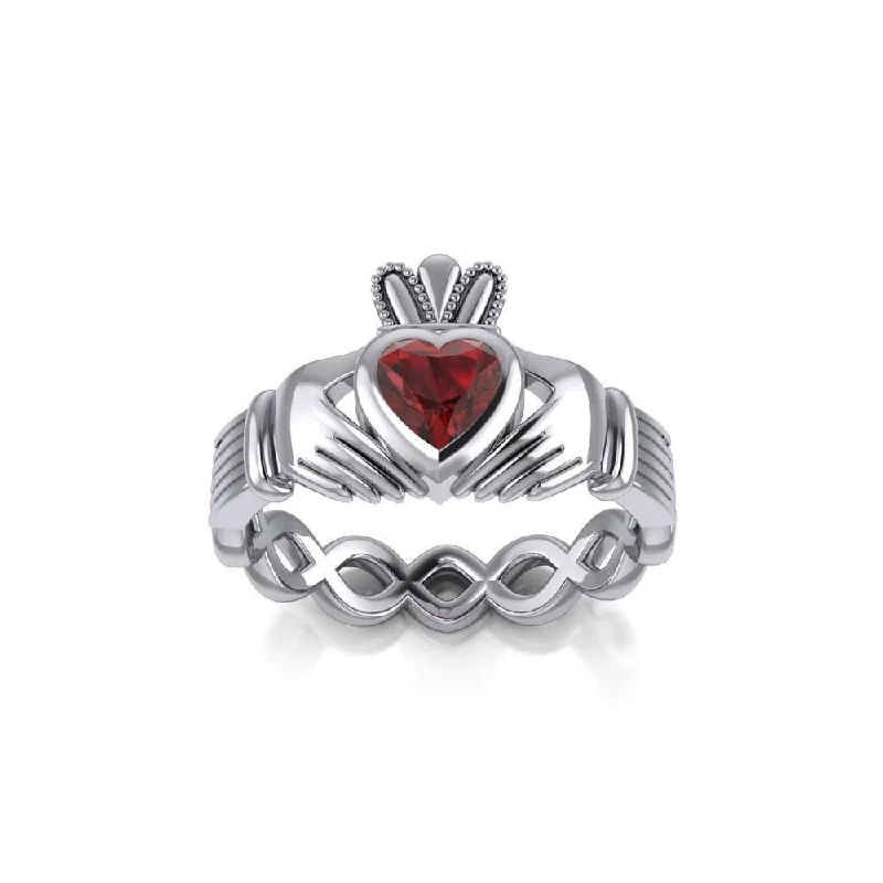 Claddagh with Gemstone Silver Ring TRI2104