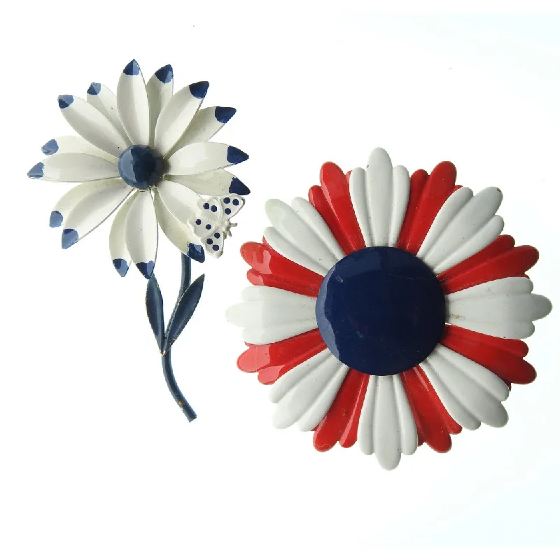 Americana Vintage Enamel Flower Brooches