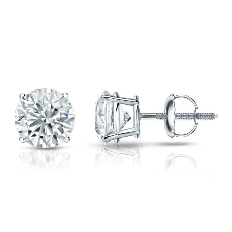 Auriya 18k Gold Certified 4.50 carat TW Round Diamond Stud Earrings