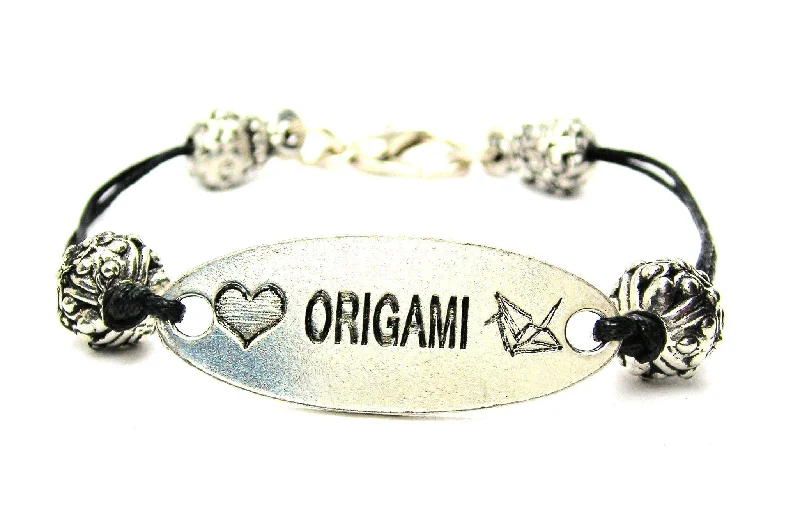 Love Origami Black Cord Connector Bracelet