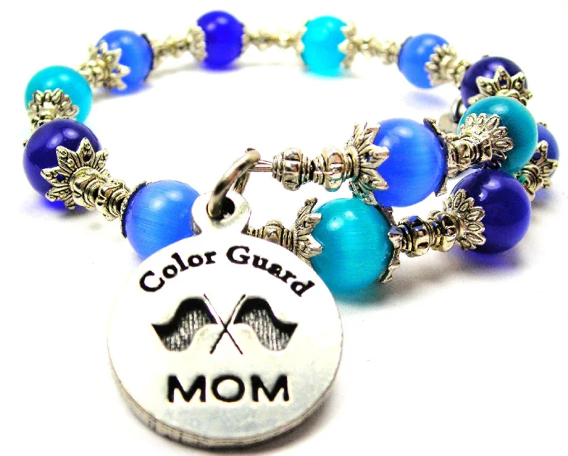 Color Guard Mom Cat's Eye Beaded Wrap Bracelet