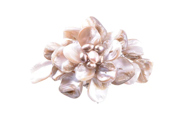 Shell Large Brooch Cream Brown