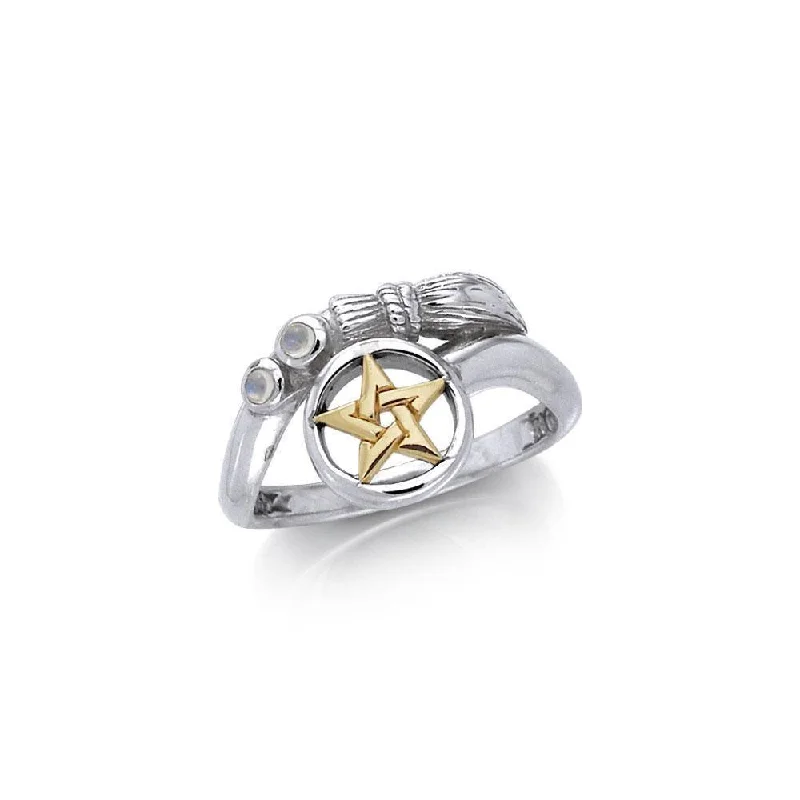 Broomstick and The Star Silver and 18K Gold Accent Ring MRI355