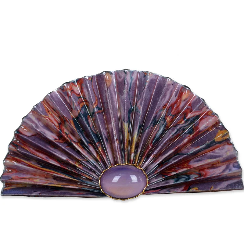 Purple/Red Fan Brooch