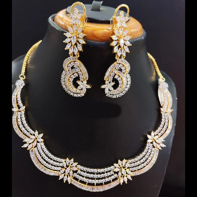 Jain Jewellers Gold Plated AD Necklace Set