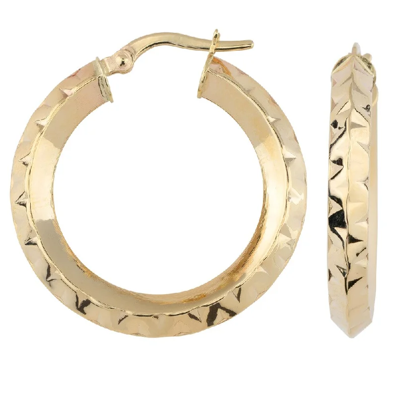 Fremada 10k Yellow Gold Diamond-cut Knife Edge Hoop Earrings