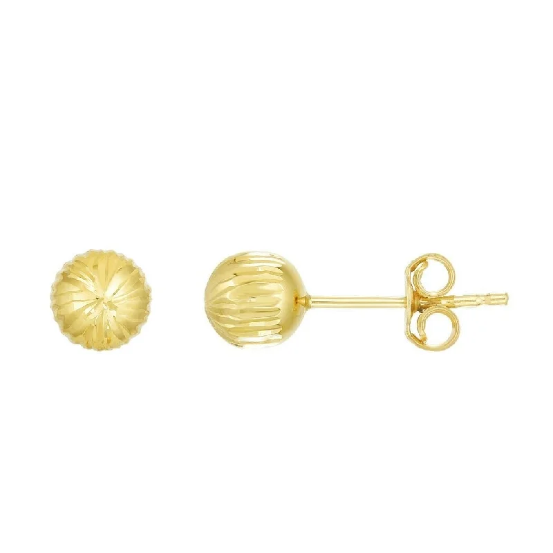 Curata 14k Yellow Gold 5mm Sparkle Cut Round Post Ball Earrings