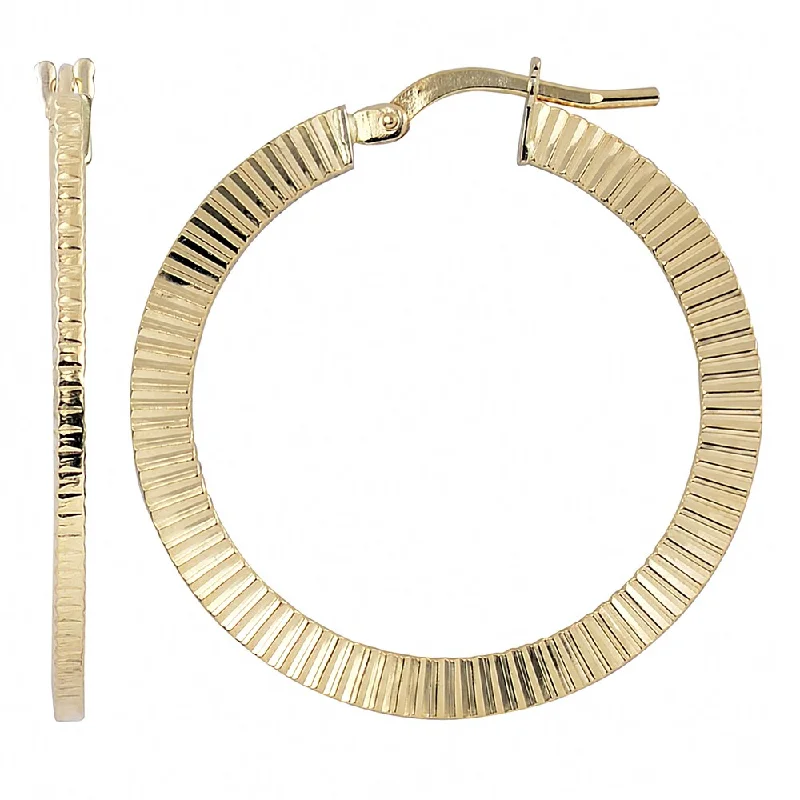 Fremada 10k Yellow Gold Textured Round Hoop Earrings