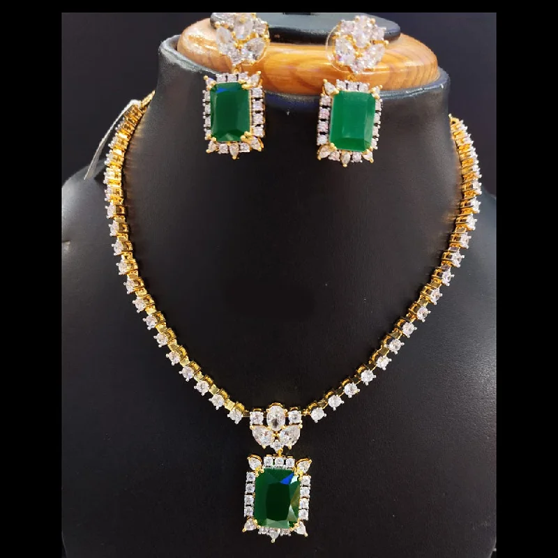 Jain Jewellers Gold Plated AD Necklace Set