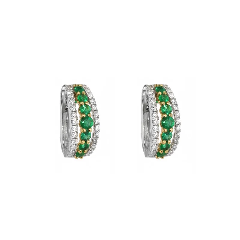 Emerald & Diamond Hoop Earrings