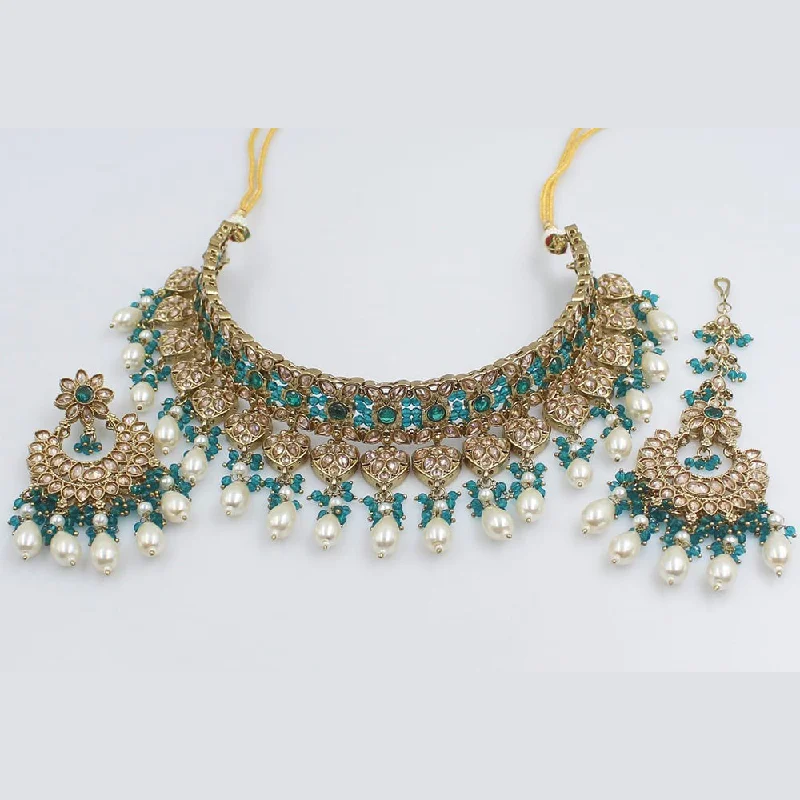 Rani Sati Jewels Gold Plated Crystal Stone Choker Necklace Set