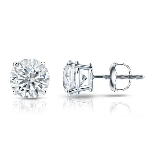 Auriya Platinum GIA Certified 3.20 carat TDW Round Diamond Stud Earrings