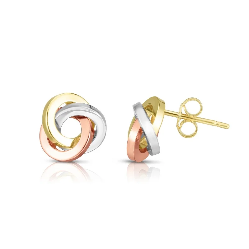 Curata 14k Tri color Gold 10mm Polished Love Knot Earrings