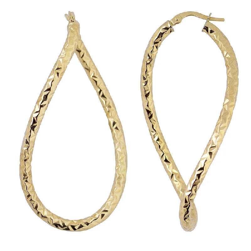 Fremada 10k Yellow Gold Diamond-cut Twisted Oval Bold Hoop Earrings