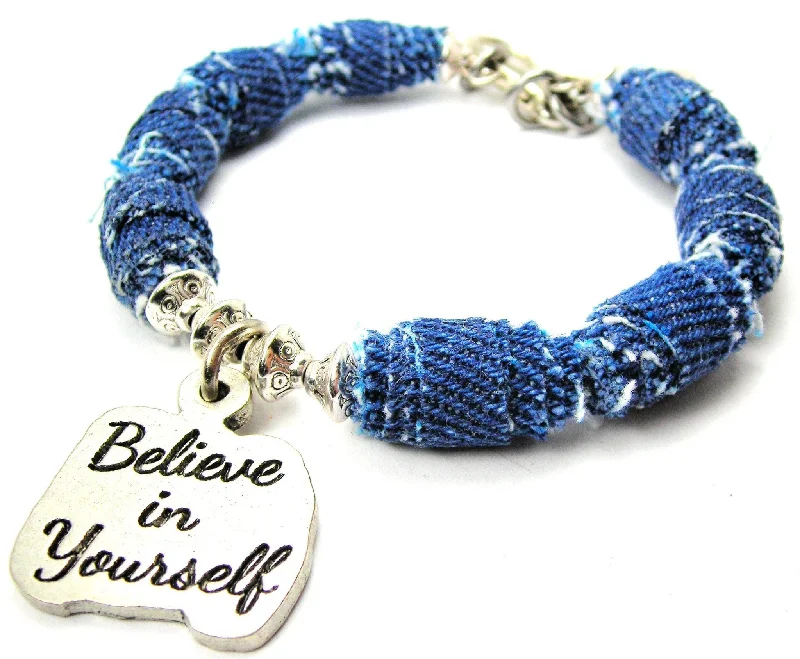 Believe In Yourself Blue Jean Beaded Toggle Bracelet