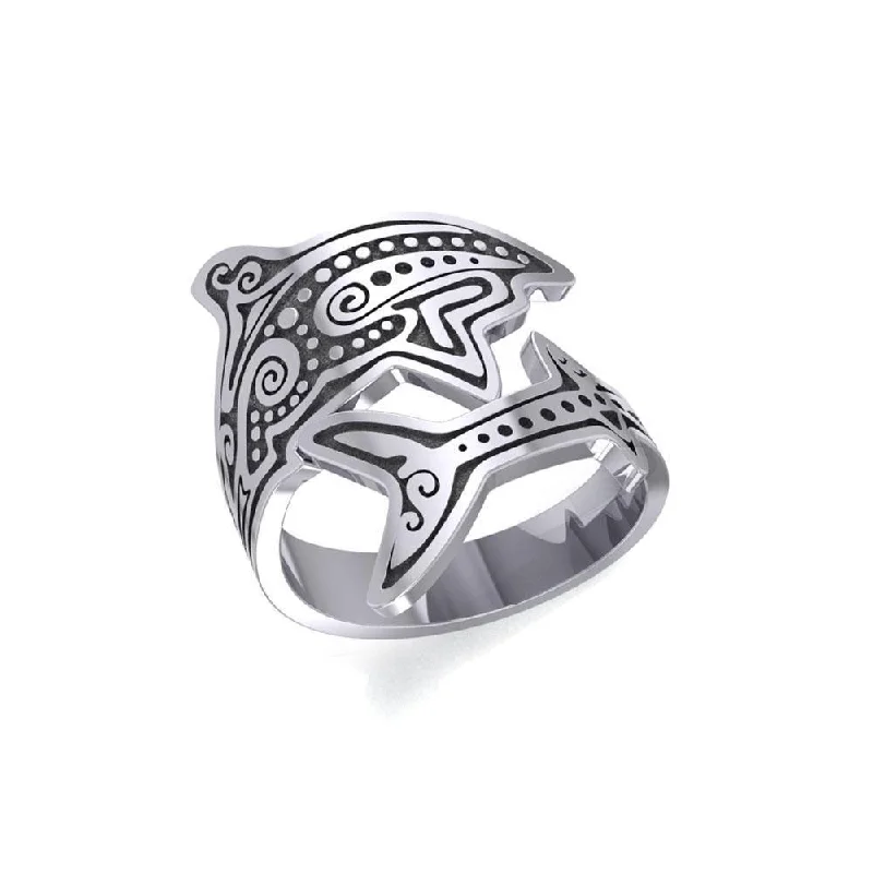 Aboriginal Shark Silver Spoon Ring TRI1736