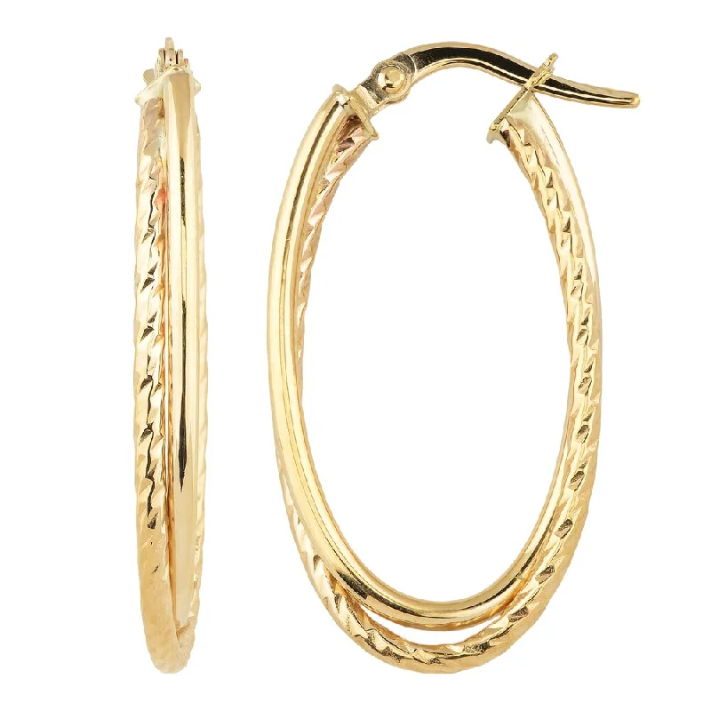 Fremada 10k Yellow Gold Double Oval Hoop Earrings