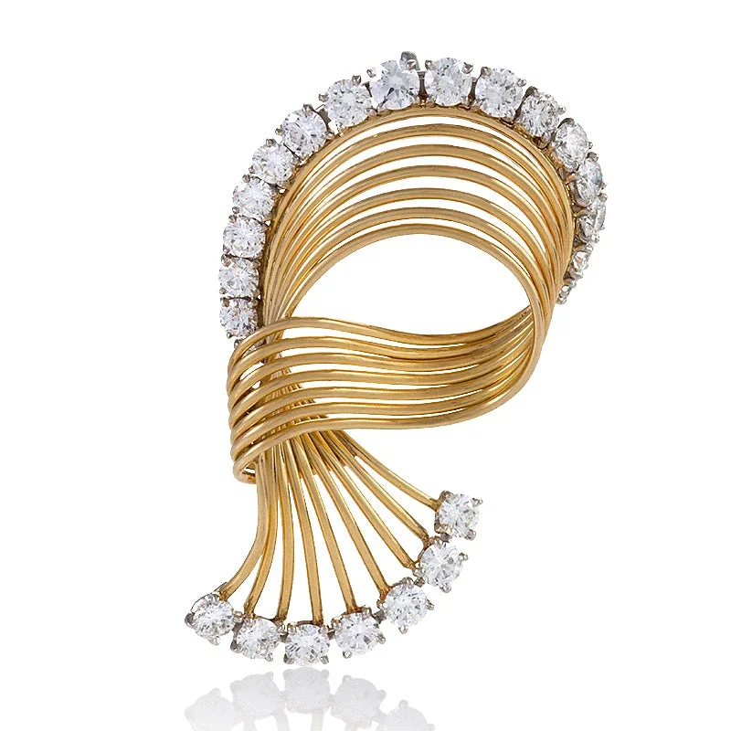 Cartier Gold and Diamond Swirl Brooch