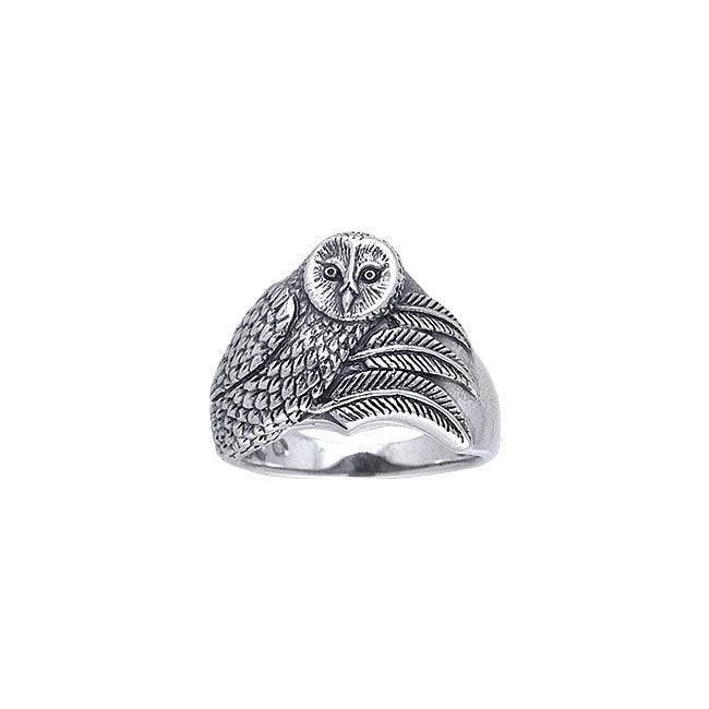 Barn Owl Sterling Silver Ring by Ted Andrews TRI150