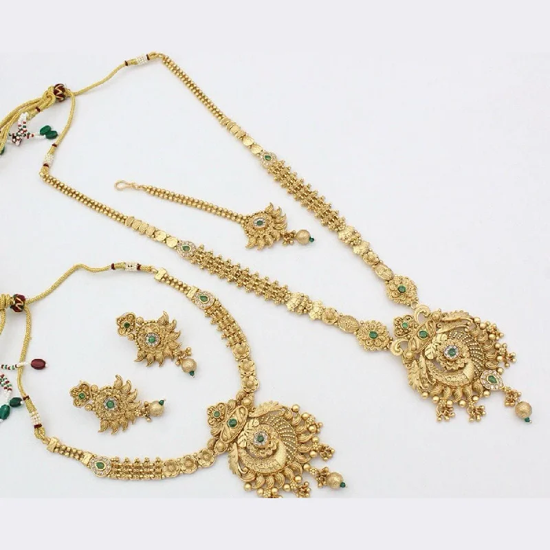 Manisha Jewellery Gold Plated Pota Stone Double Necklace Set