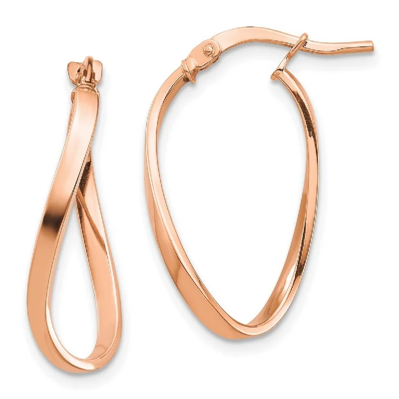 Curata 14k Rose Gold Polished 23x2mm Wavy Hoop Earrings