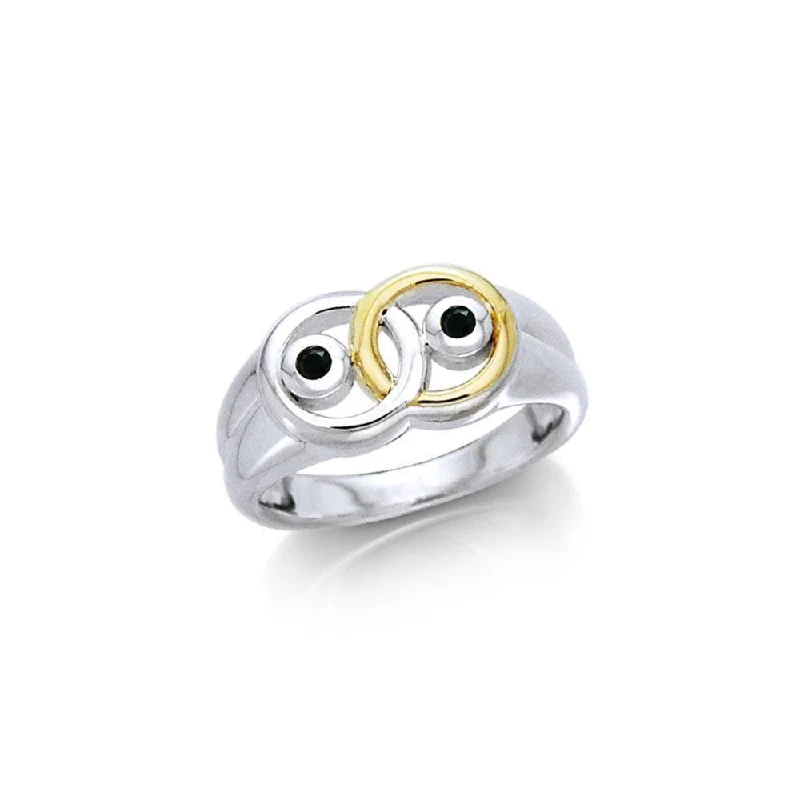 Black Magic Linked Circles Silver & Gold Ring MRI383