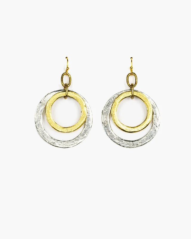 Two-Toned Hammered Double Ring Earring (ER230)