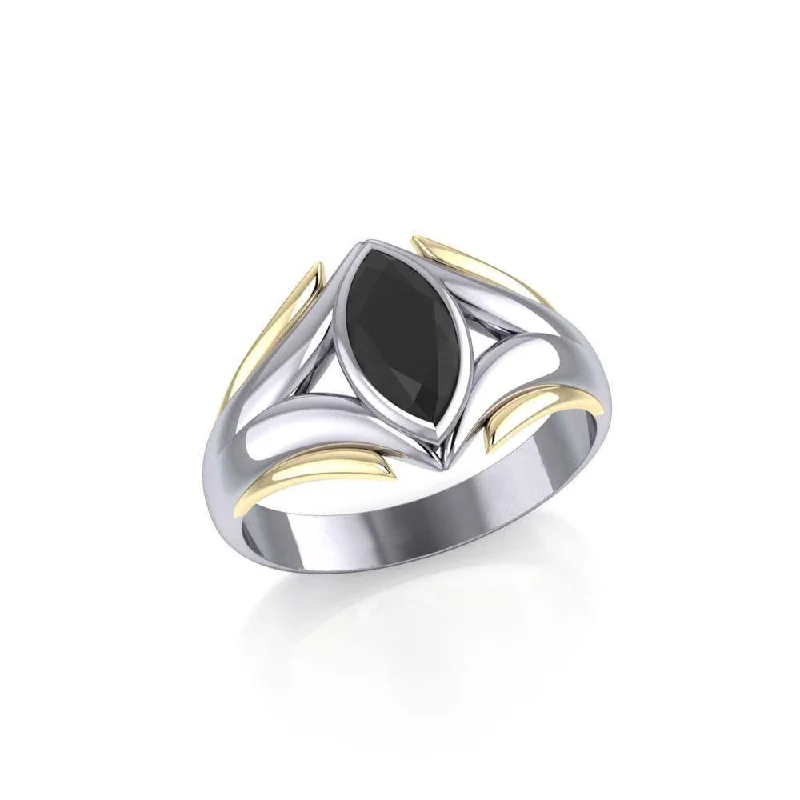 Black Magic Marquis Silver & Gold Ring MRI457