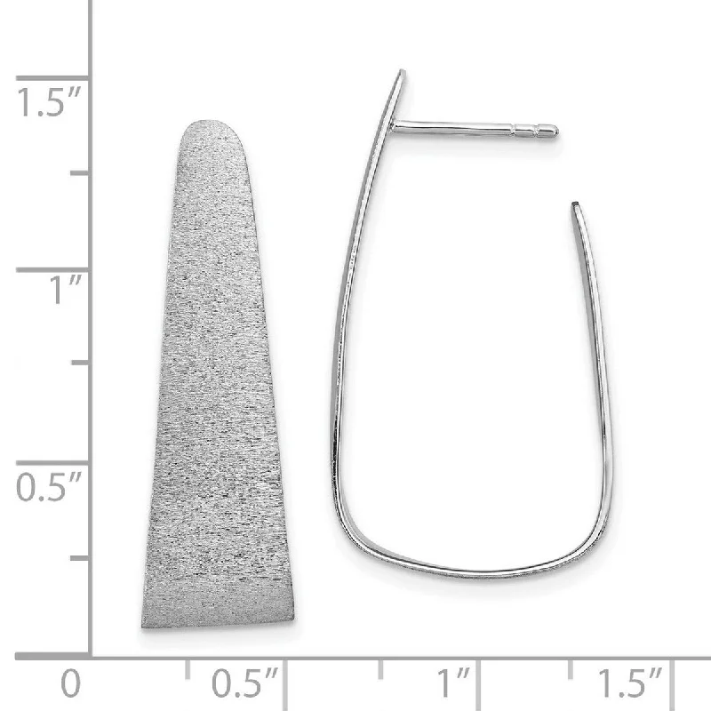 Curata 925 Sterling Silver 33.13x17.71mm Sand finish Square Geometric Long Post Earrings