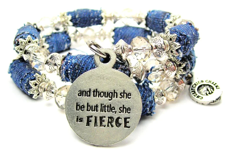 And Though She Be But Little She Is Fierce Blue Jean Beaded Wrap Bracelet