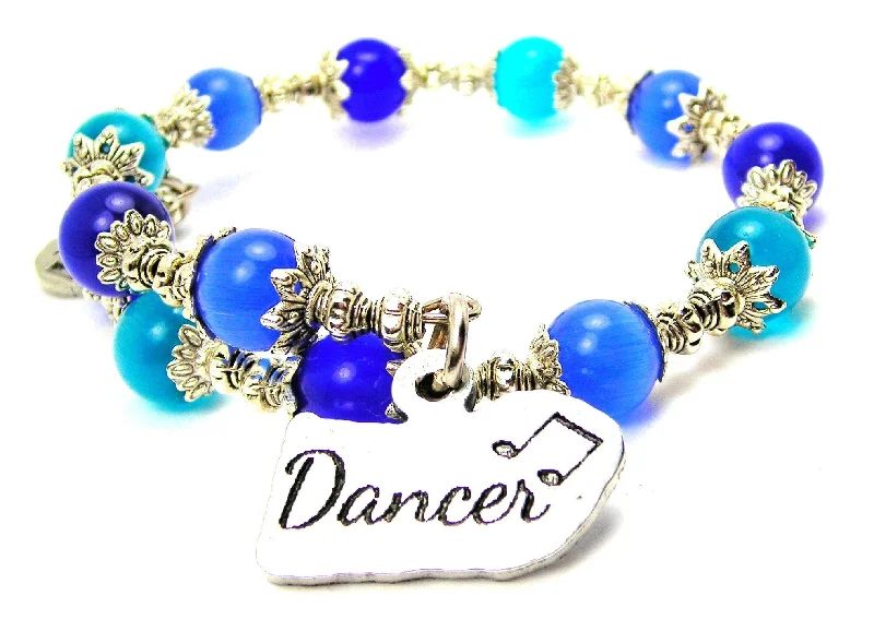 Dancer With Music Note Cat's Eye Beaded Wrap Bracelet