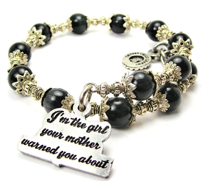 I'm The Girl Your Mother Warned You About Cat's Eye Beaded Wrap Bracelet