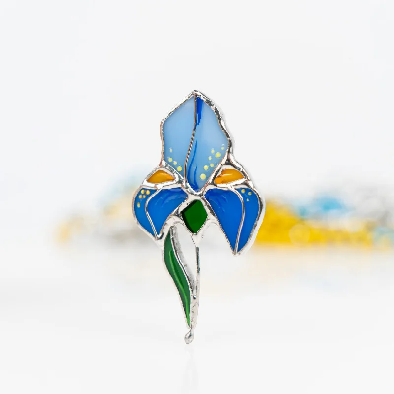 Bluish Iris Brooch