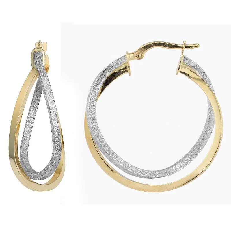 Fremada 10k Two-tone Gold Overlapping Double Hoop Earrings