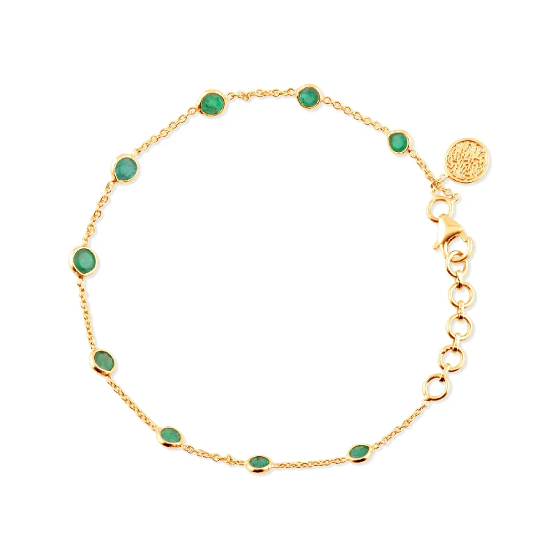 Emerald Round Bracelet In 18K Yellow Gold