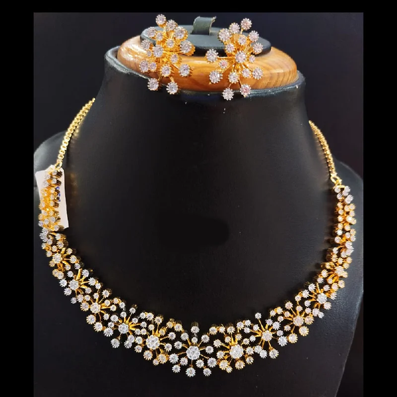 Jain Jewellers Gold Plated AD Necklace Set