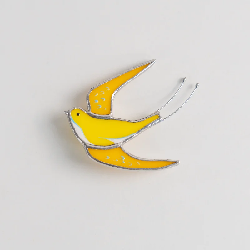 Yellow Swallow Bird Brooch