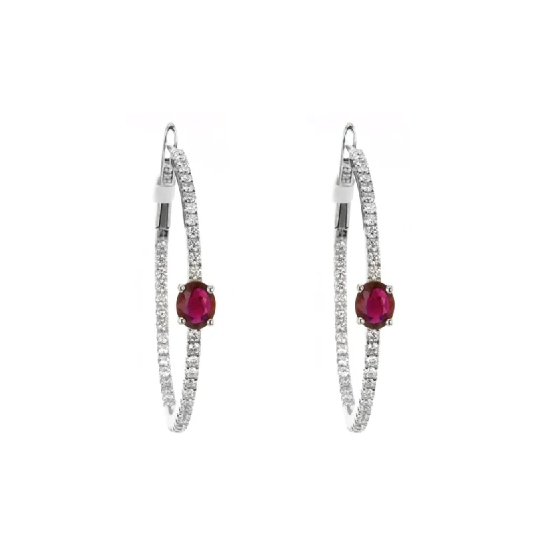 Ruby & Diamond Inside-Out Hoop Earrings