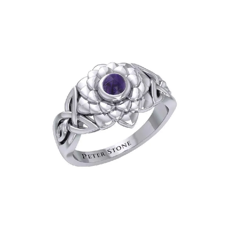 Sahasrara Crown Chakra with Celtic Designs Sterling Silver Ring TRI2352