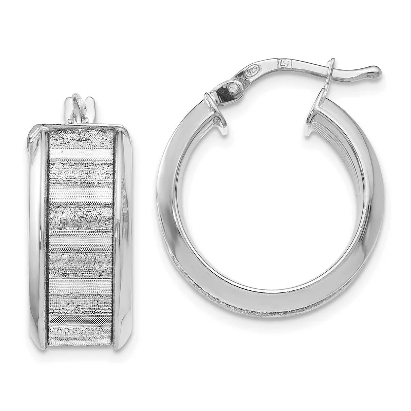 Curata 925 Sterling Silver 24x1.98mm Glitter infused Polished Hoop Earrings