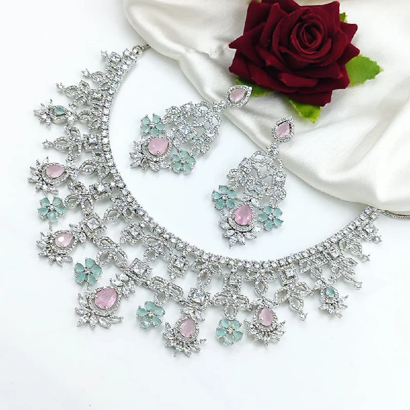 Manisha Jewellery Silver Plated AD Necklace Set